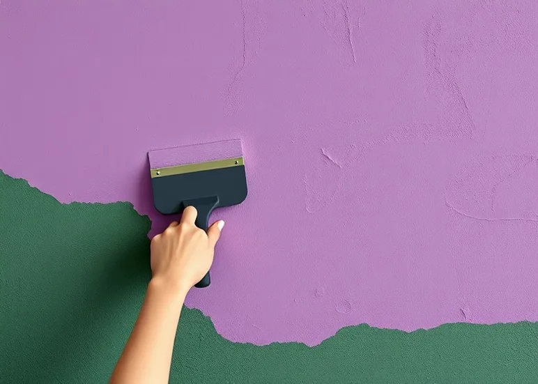 Application d'un enduit décoratif à la lisseuse sur un mur